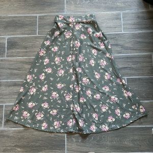 sage green floral maxi skirt by altar'd state